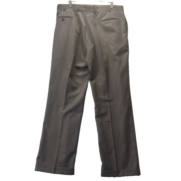 Jos A Bank Executive Collection 40x32 Dark Gray 100% Wool Cuffed Dress Pants - Picture 8 of 13